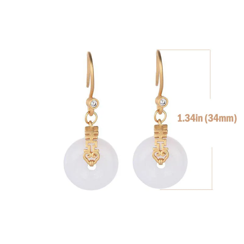White Jade Double Happiness Earrings - Luck Muse Shop - Image 5