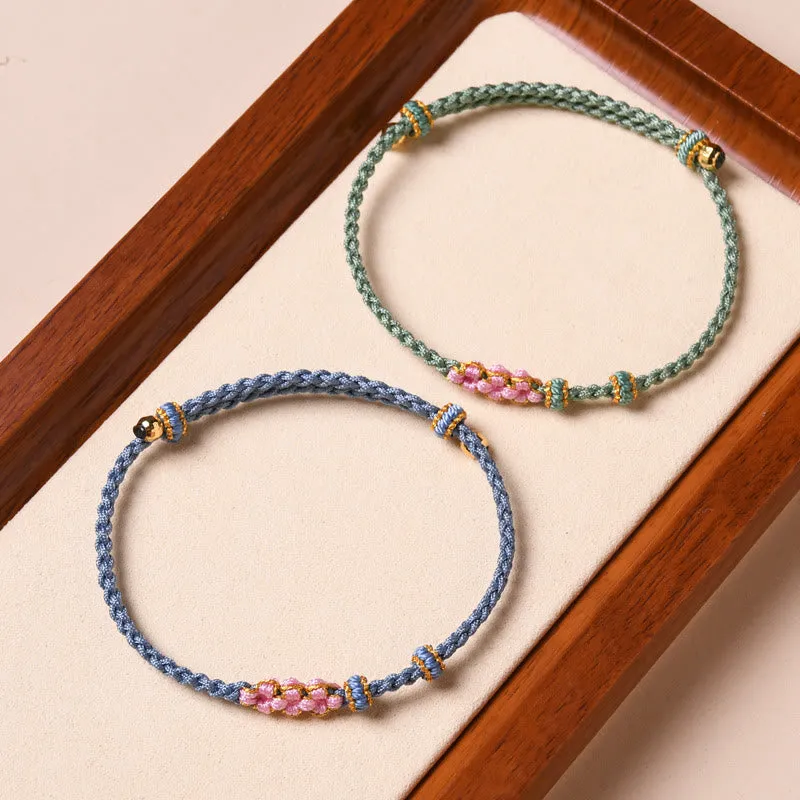 Peach Blossom Protection Braided Rope Bracelet with Luck Muse Handmade - Image 20