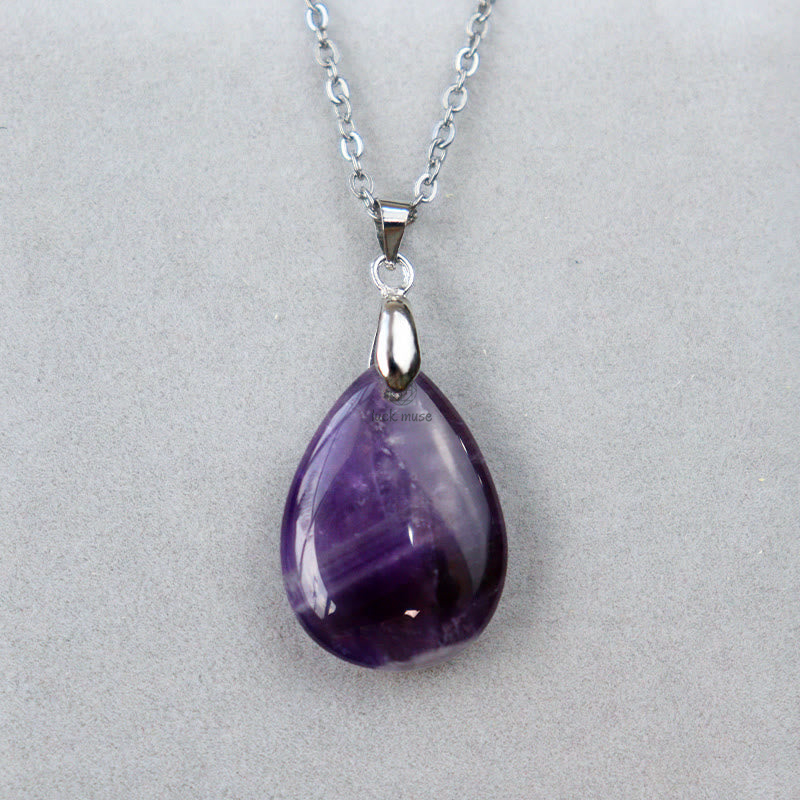 Luck Muse Natural Crystal Gemstone Water Drop Necklace Pendant - Image 7