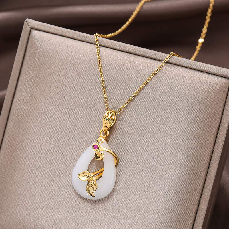 Jade Oval Pattern Blessing Fortune Necklace Pendant - Luck Muse Shop - Image 4