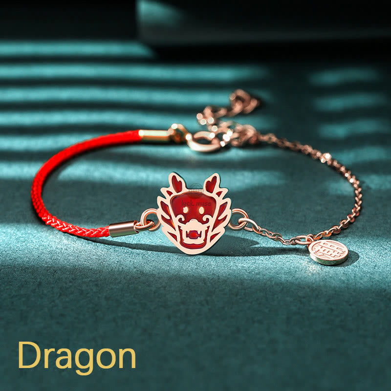 Luck Muse 925 Sterling Silver Color-Changing Chinese Zodiac Lucky Protection Red String Bracelet