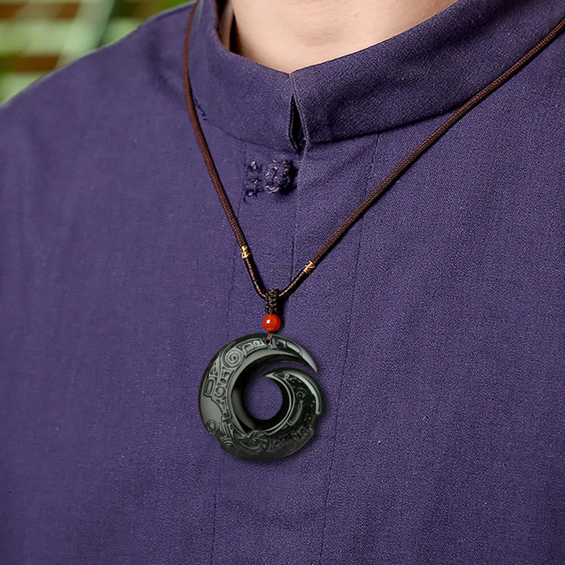Luck Muse Hetian Cyan Jade Success Necklace Pendant with Luck-Enhancing Design Pattern - Image 9