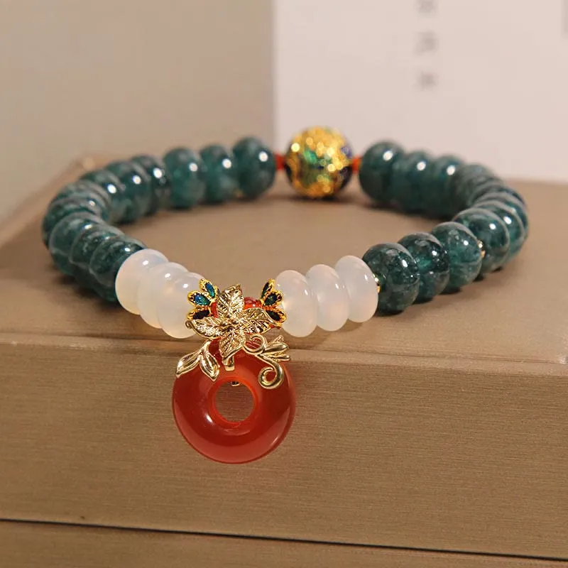 Luck Muse Jade, White Agate, Red Agate Peace Bracelet with Abacus Beads for Luck - Image 3