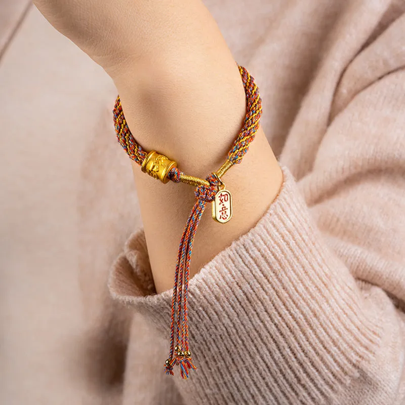 Multicolored Handmade Tibetan Om Mani Padme Hum Ruyi Charm Bracelet with Luck Muse - Image 2