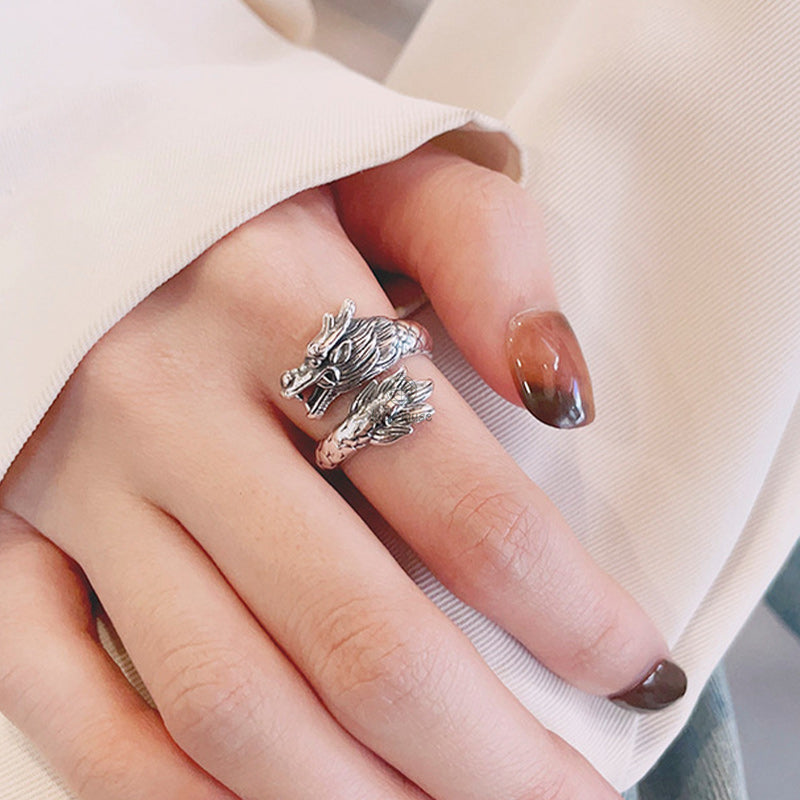 Luck Muse Year of the Dragon Sterling Silver Adjustable Ring for Luck and Strength - Image 6