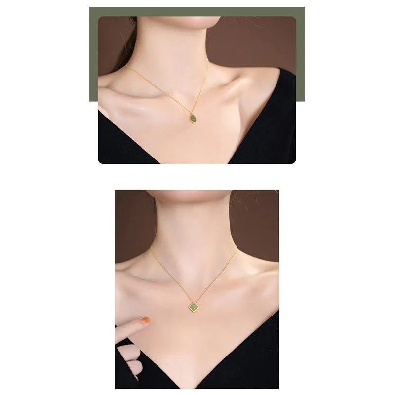 Luck Muse 925 Sterling Silver Hetian and Cyan Jade Luck Laughing Buddha Butterfly Necklace Pendant - Image 22