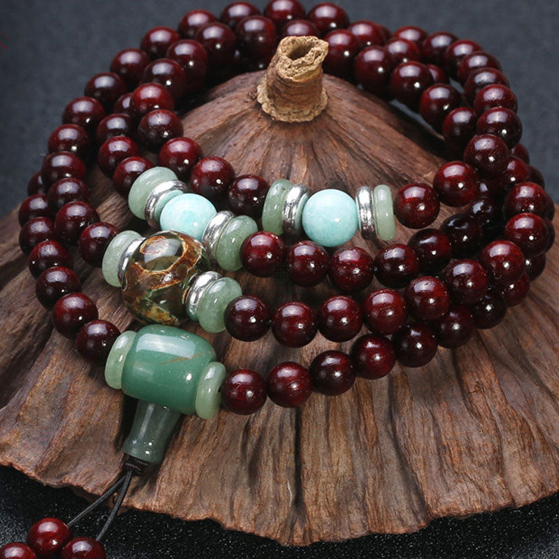Luck Muse 108 Beads Green Aventurine Amazonite Luck Healing Bracelet Necklace Mala - Image 3