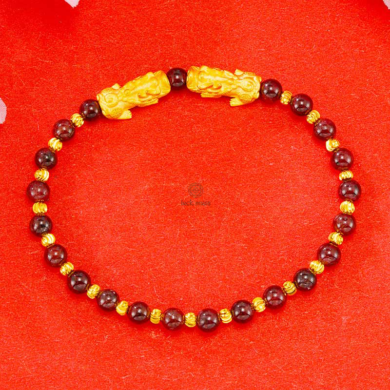 Golden Double Pixiu Wealth Bracelet with Luck Muse Electroplating - Image 4