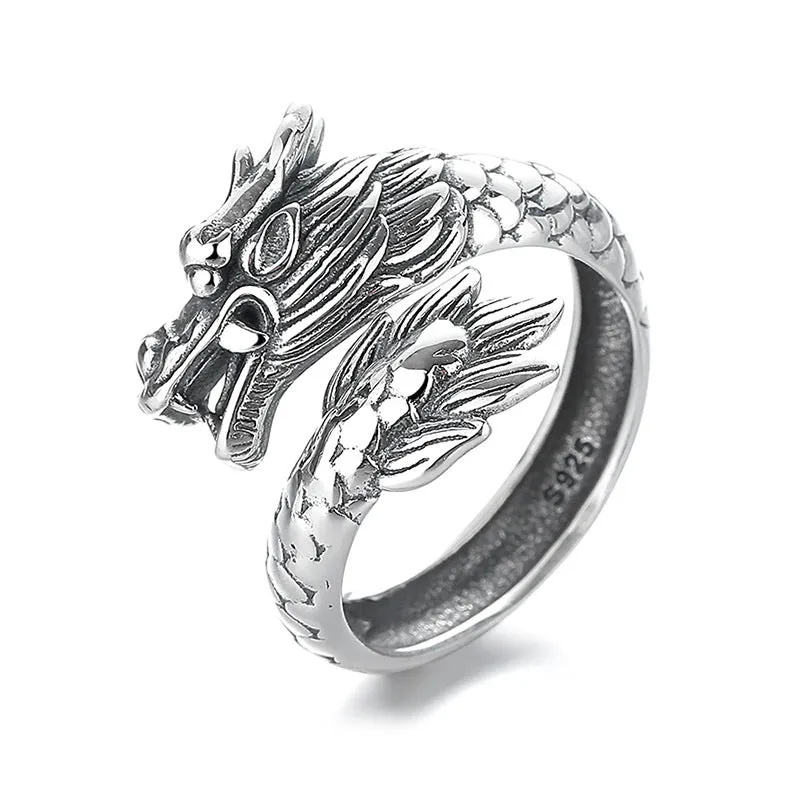Luck Muse Year of the Dragon Sterling Silver Adjustable Ring for Luck and Strength - Image 5