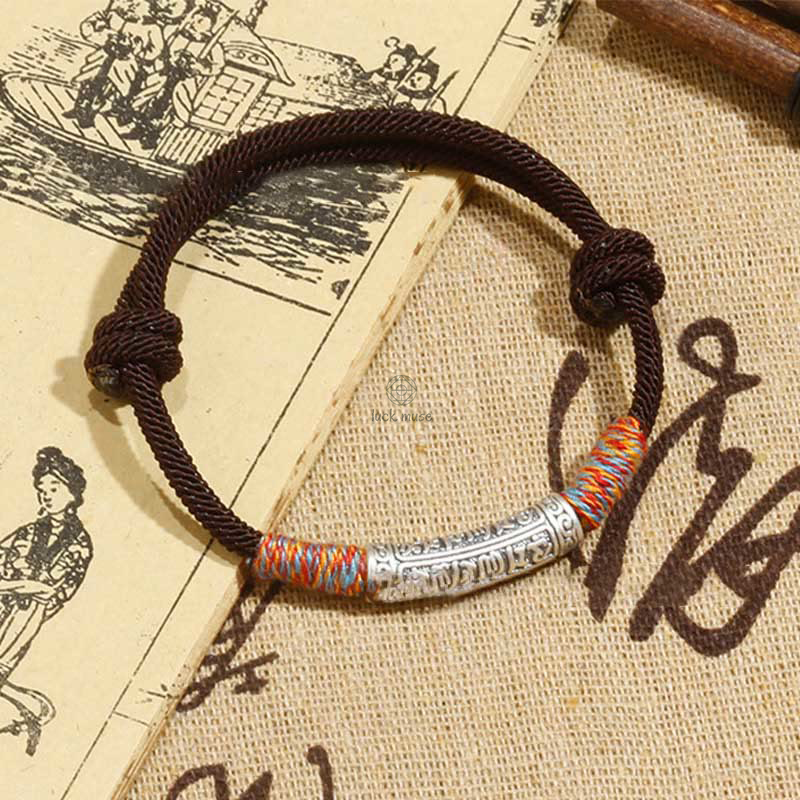 Luck Muse Sterling Silver Om Mani Padme Hum Protection Bracelet - Image 8