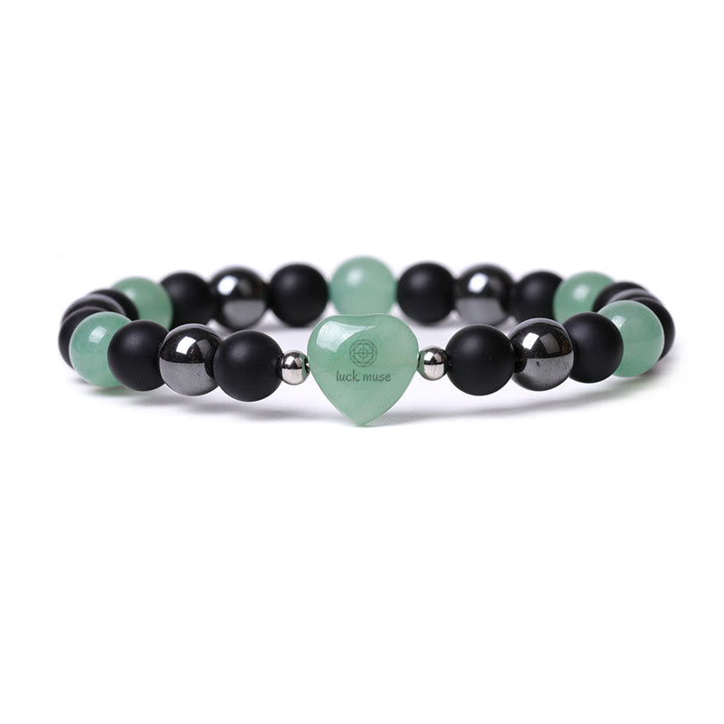 Black Onyx Tiger Eye Crystal Love Heart Protection Bracelet - Image 12