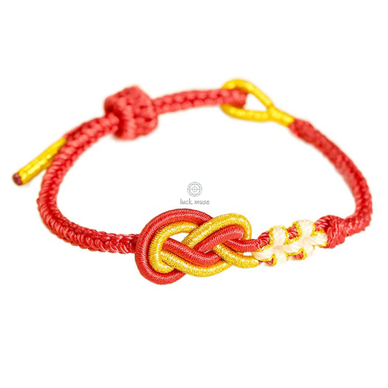Handcrafted Eight-Thread Luck Muse Bracelet with Peace Knot, Peach Blossom Detail, and Luck Connection - Image 7