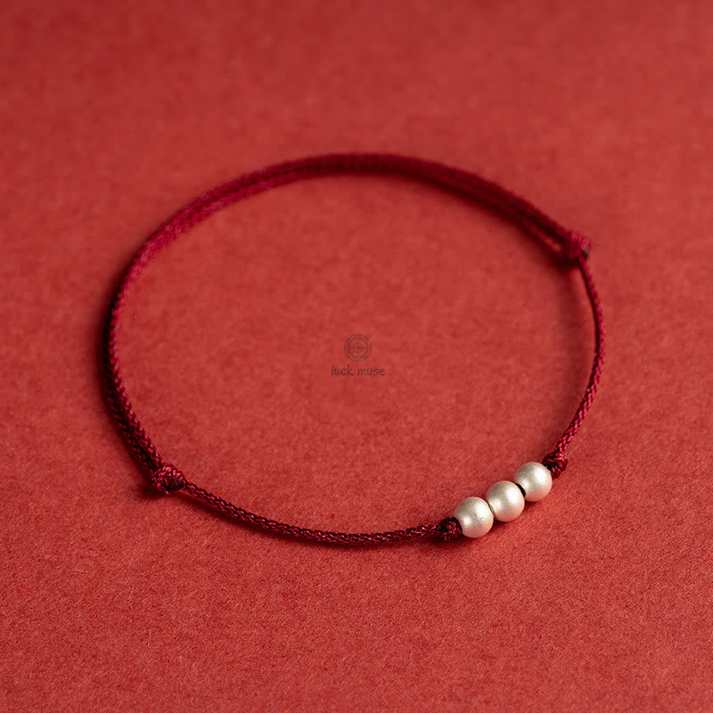 Luck Muse Three Copper Bead Protection String Bracelet Anklet - Image 3