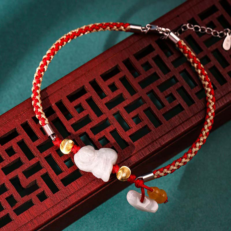Luck Muse Chinese Zodiac Jade Prosperity Red String Bracelet - Image 13