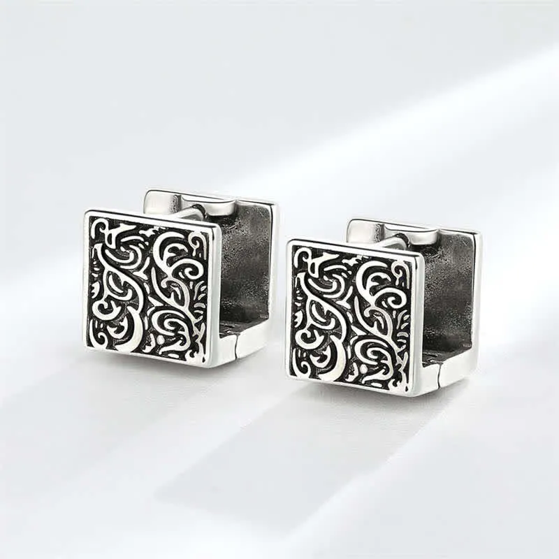 Grass Pattern Square Stud Earrings by Luck Muse Shop - Image 4