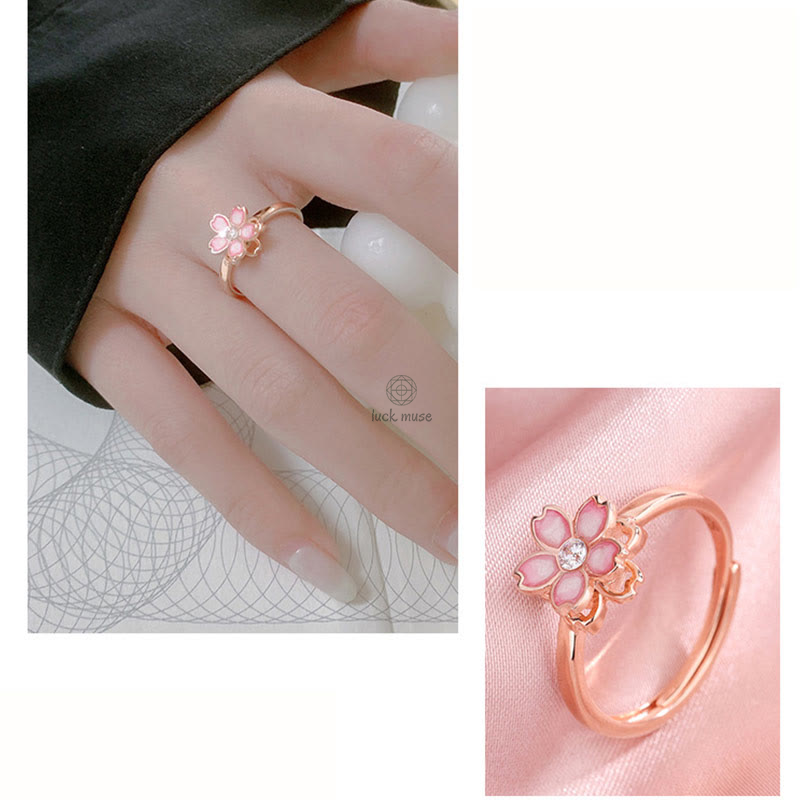 Luck Muse 925 Sterling Silver Cherry Blossom Blessing Bracelet with Rotating Ring - Image 22