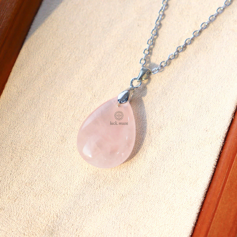Luck Muse Natural Crystal Gemstone Water Drop Necklace Pendant - Image 25