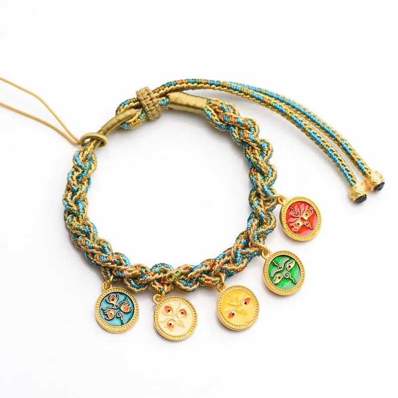 Tibetan Five Wealth & Luck Handcrafted Braid String Bracelet from Luck Muse Shop - Image 5