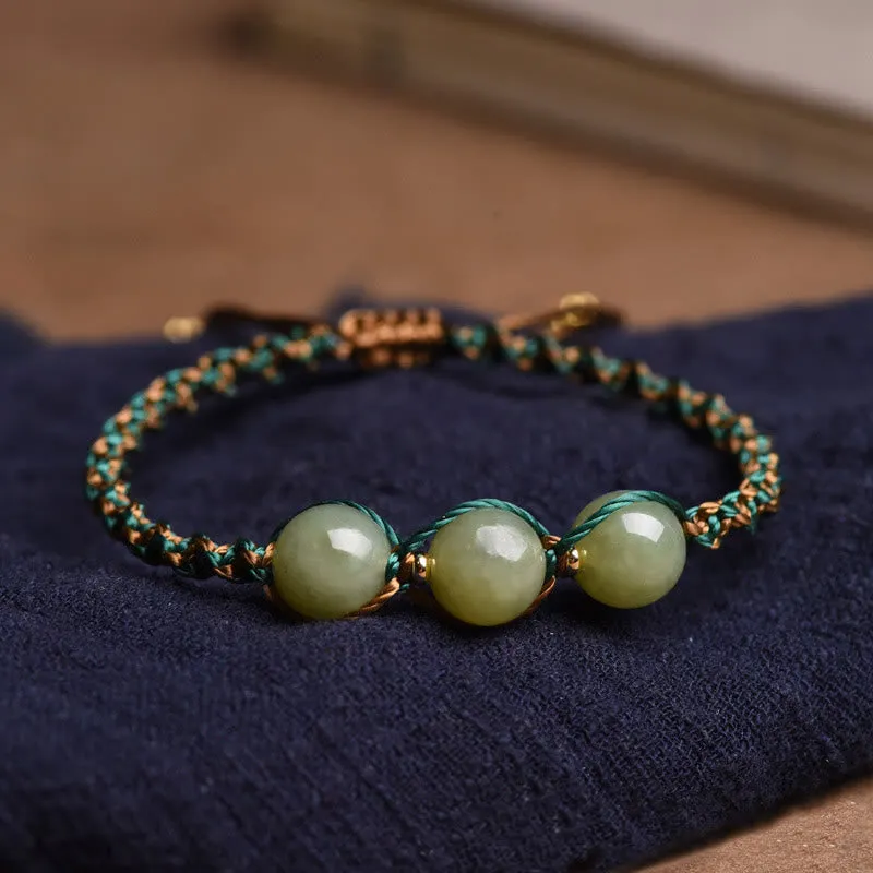 Handcrafted Jade Bead Luck & Abundance Bracelet with Luck Muse - Image 5