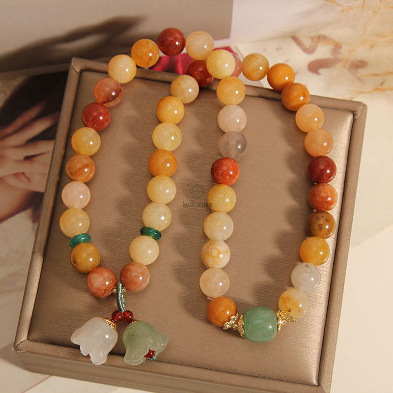 Tibet Golden Silk Jade Double Layer Bell Orchid Luck Bracelet - Image 8