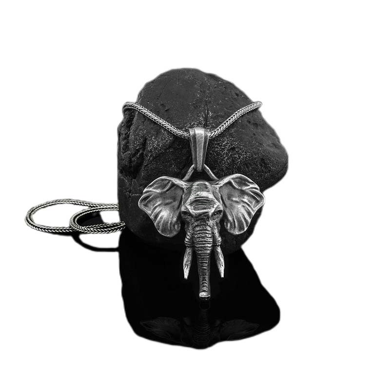 Elephant Strength Necklace Pendant - Pewter Titanium Steel - Image 6
