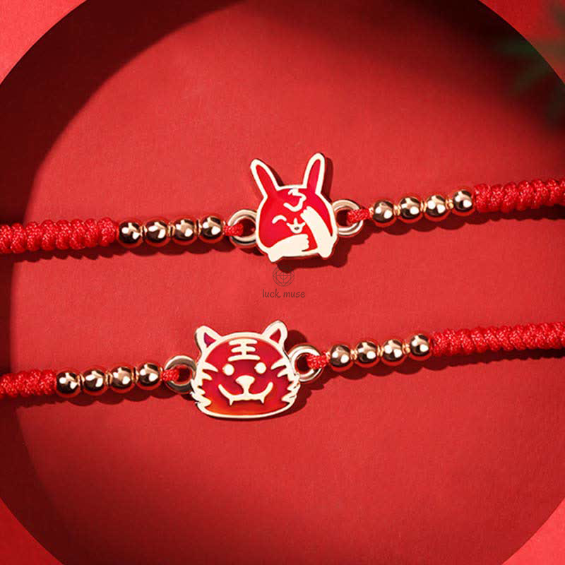 925 Sterling Silver Chinese Zodiac Luck and Faith Red String Bracelet - Image 6