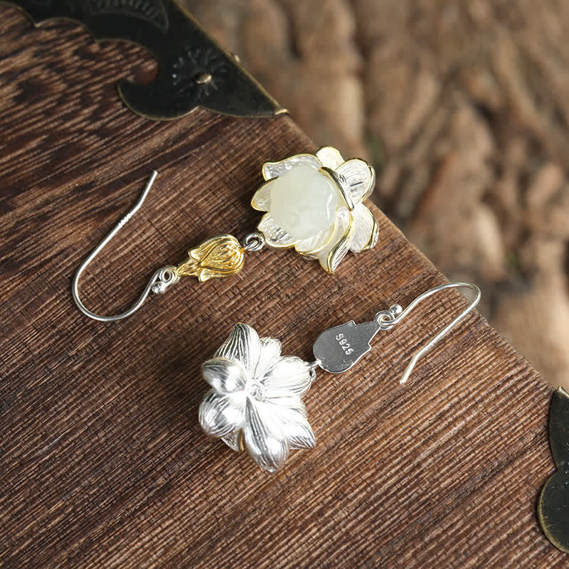 Luck Muse Shop 925 Sterling Silver White Jade Protection Harmony Drop Earrings - Image 9