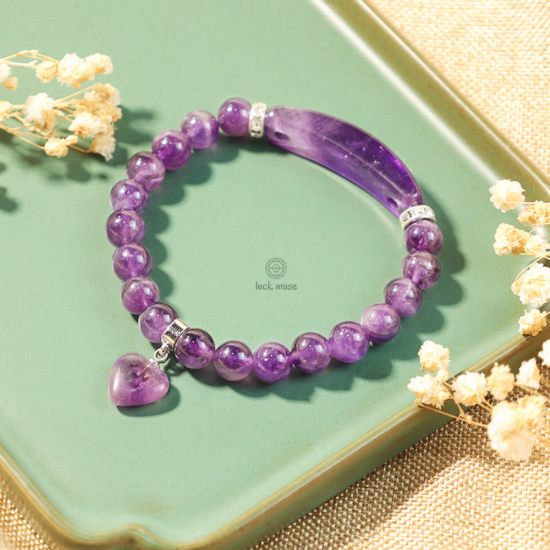 Natural Quartz Love Heart Healing Beads Bracelet - Luck Muse Shop - Image 4
