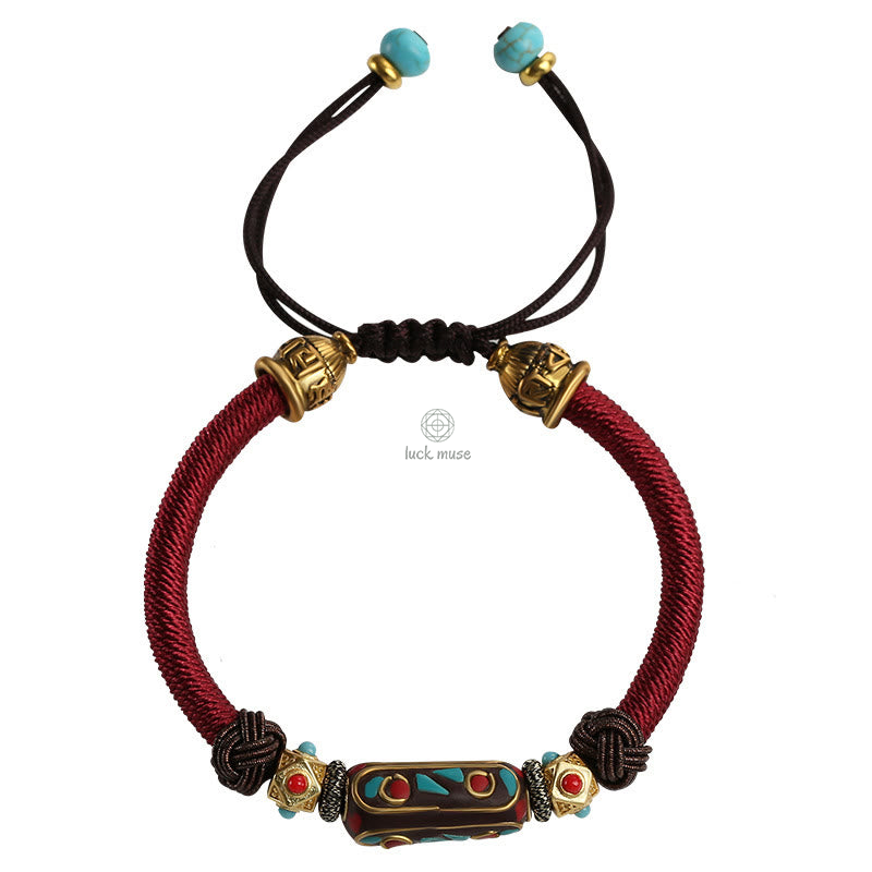 Tibetan Turquoise Om Mani Padme Hum Strength Braided Bracelet by Luck Muse Shop - Image 9