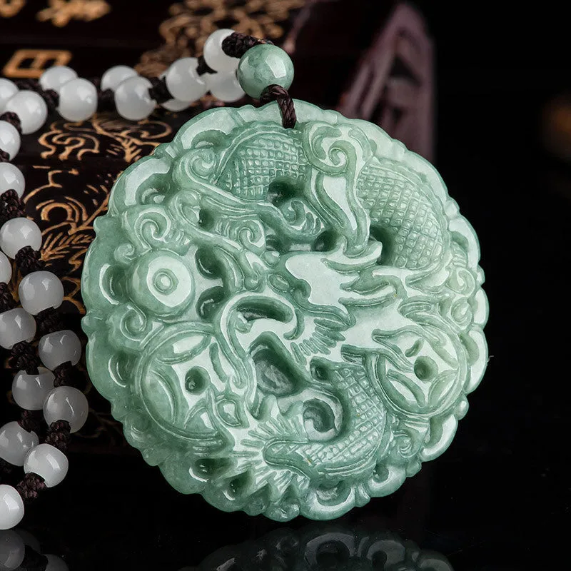 Chinese Zodiac Dragon Jade Fortune Necklace - Image 2