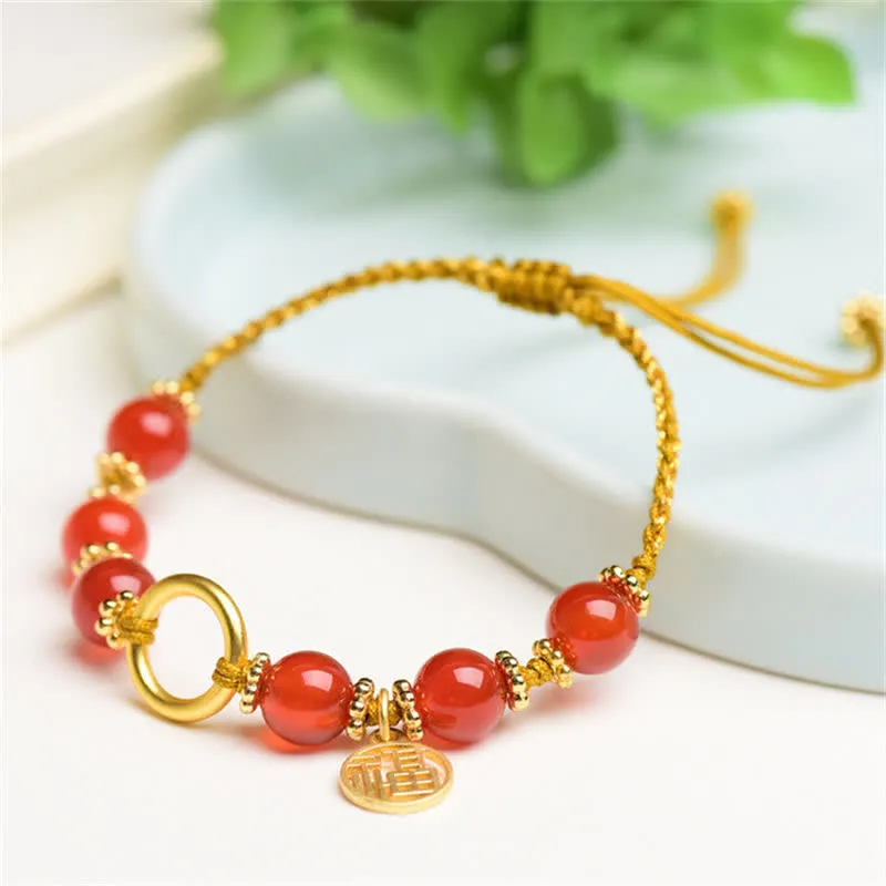 Red Agate Happiness Charm Bracelet - Image 2