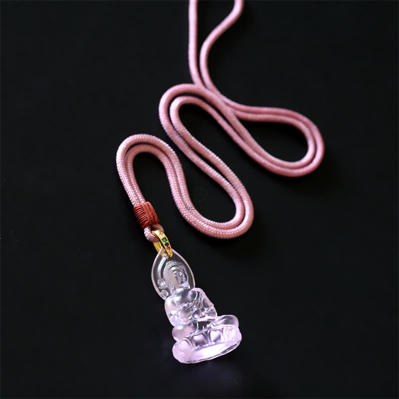 Blue Tathagata Buddha Liuli Crystal Amulet Necklace - Serenity Pendant - Image 22