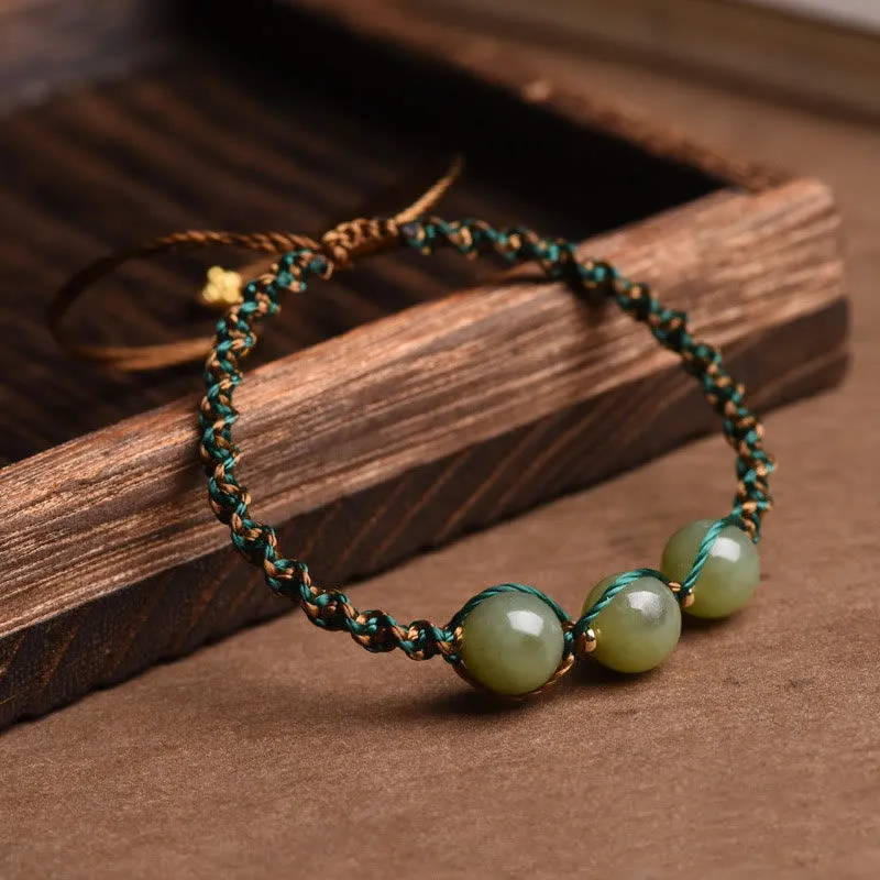 Handcrafted Jade Bead Luck & Abundance Bracelet with Luck Muse - Image 2