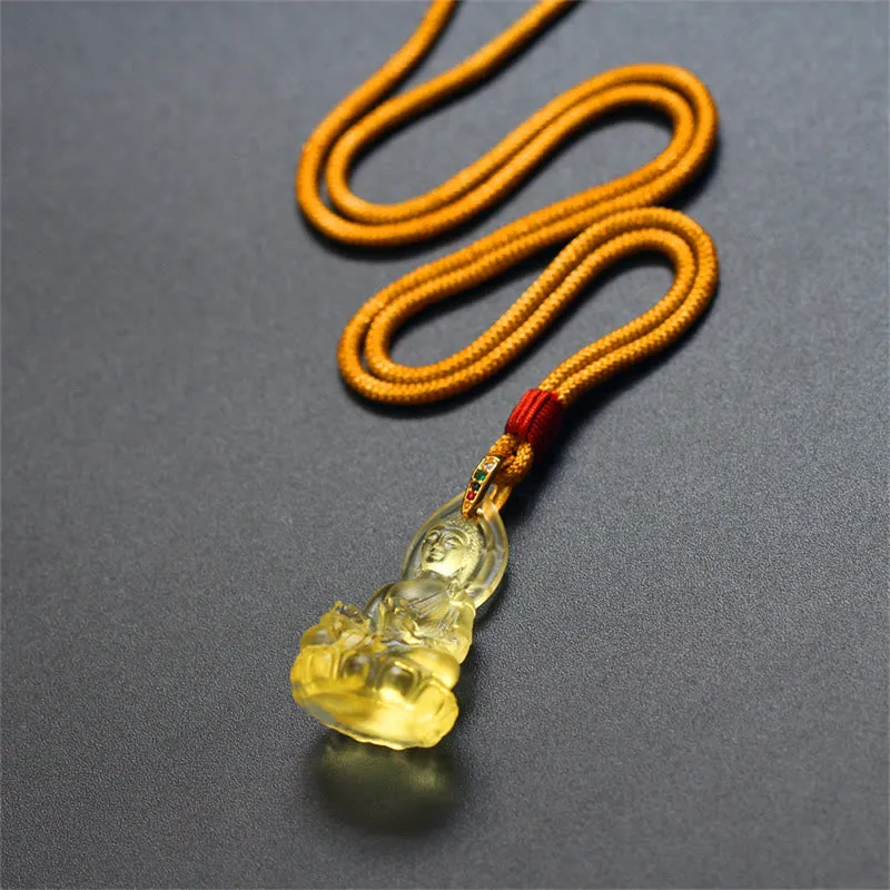 Blue Tathagata Buddha Liuli Crystal Amulet Necklace - Serenity Pendant - Image 26