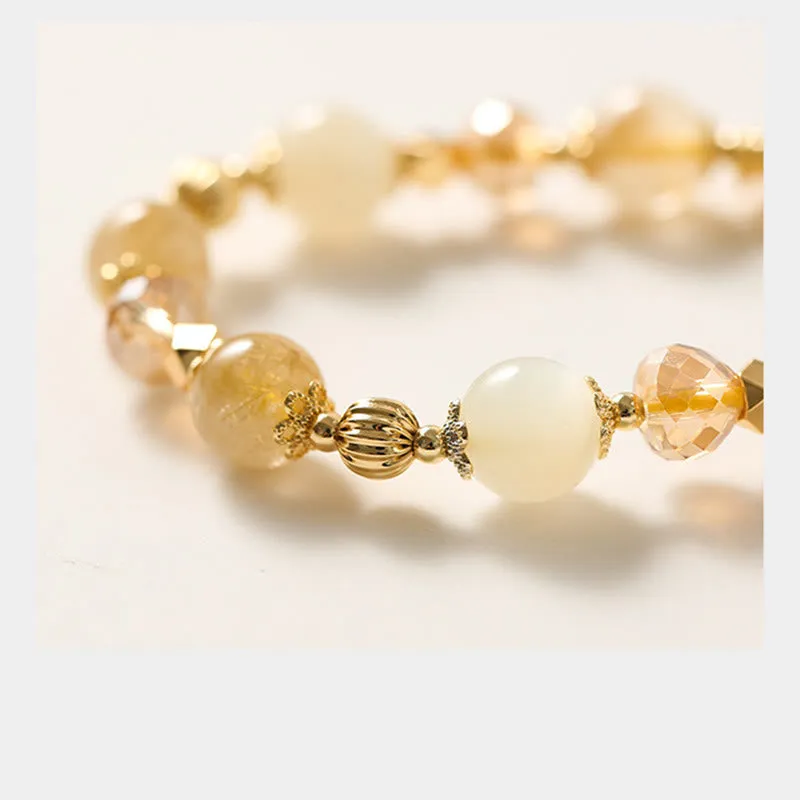 Golden Rutilated Quartz Wealth Charm Bracelet - Luck Muse 14K Gold Plated - Image 5