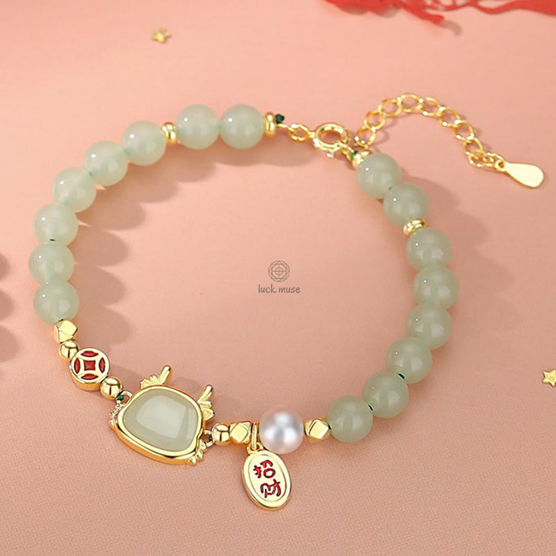 Luck Muse 925 Sterling Silver Dragon Year Natural Red Agate Hetian Jade Fortune Success Bracelet - Image 8