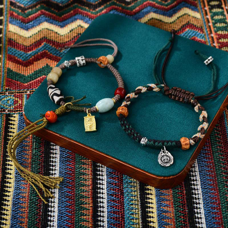 Tibetan Dzi Bead Agate and Yak Bone Wealth Bracelet - Image 22