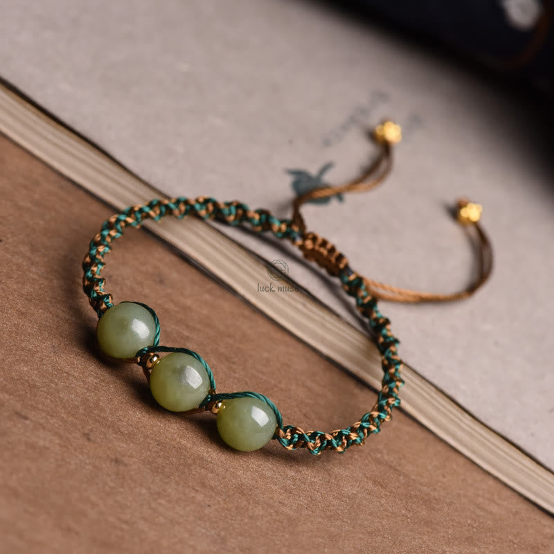 Handcrafted Jade Bead Luck & Abundance Bracelet with Luck Muse - Image 7