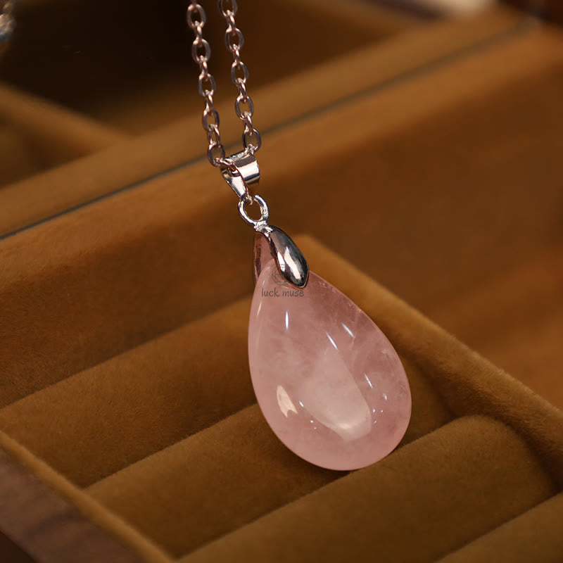 Luck Muse Natural Crystal Gemstone Water Drop Necklace Pendant - Image 28