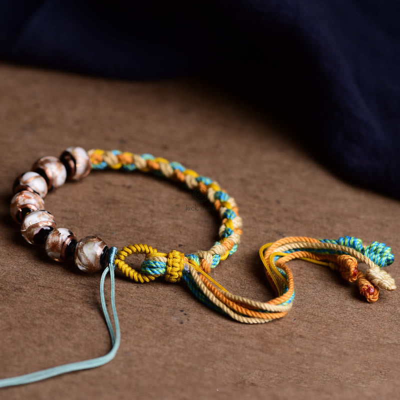 Multicolored Liuli Glass Bead Fortune Braided Bracelet crafted with Luck Muse - Image 6