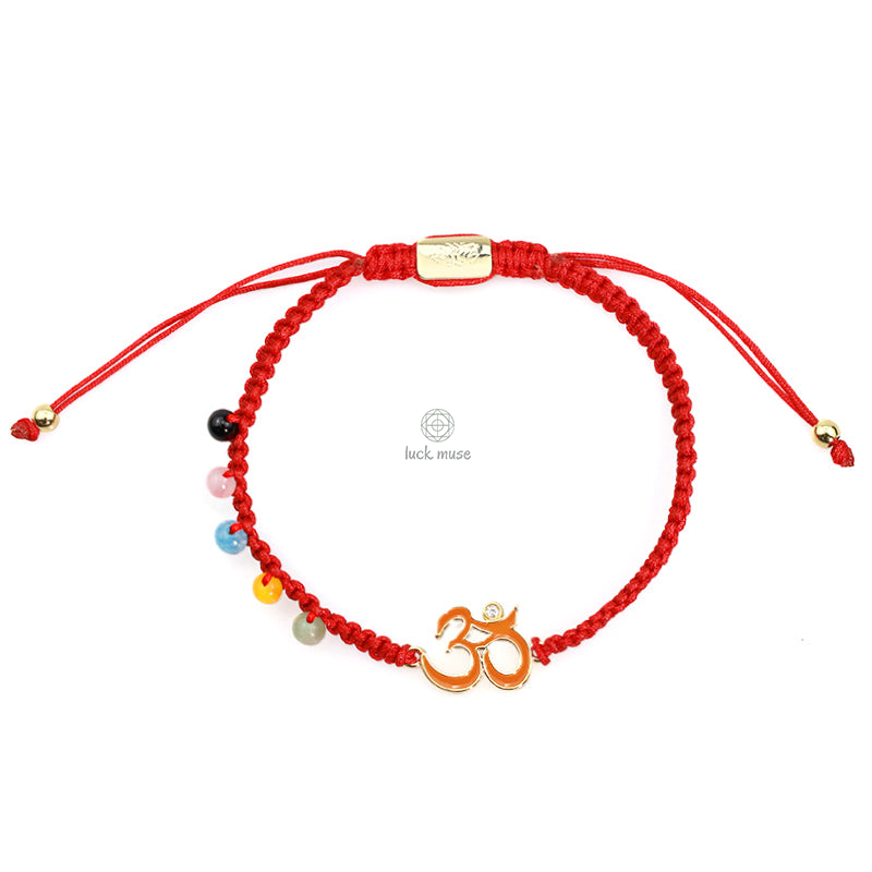 Tibetan Handmade OM Mindfulness Red String Bracelet by Luck Muse Shop - Image 7