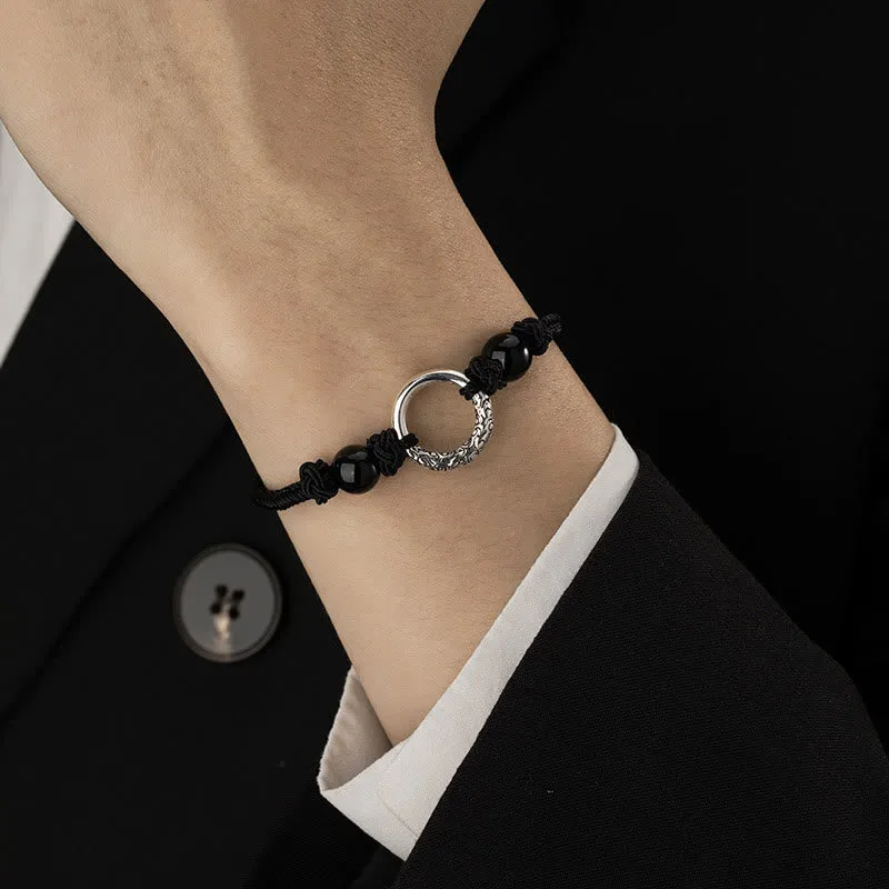 Luck Muse 925 Sterling Silver Black Onyx Peace Buckle Bracelet for Protection - Image 4