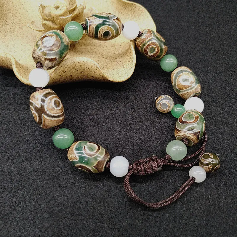 Tibetan Three-eyed Dzi Bead Braided Bracelet for Luck and Protection - Image 5