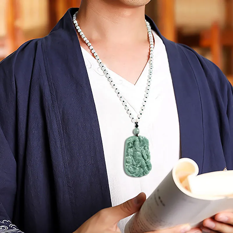 Natural Jade Lord Guan Amulet Wealth Necklace Pendant from Luck Muse Shop - Image 3