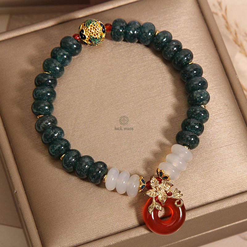 Luck Muse Jade, White Agate, Red Agate Peace Bracelet with Abacus Beads for Luck - Image 6
