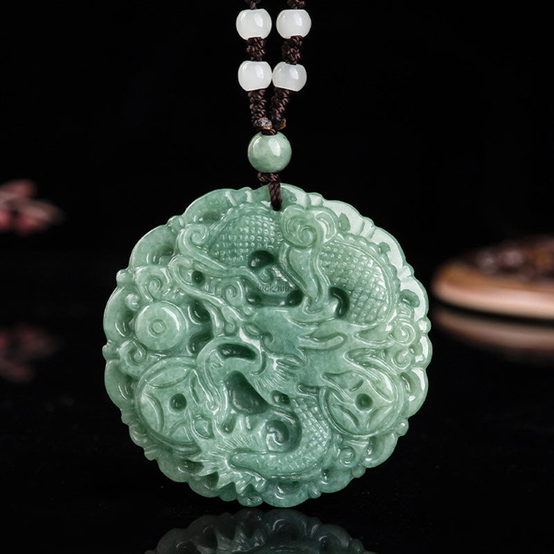 Chinese Zodiac Dragon Jade Fortune Necklace - Image 6