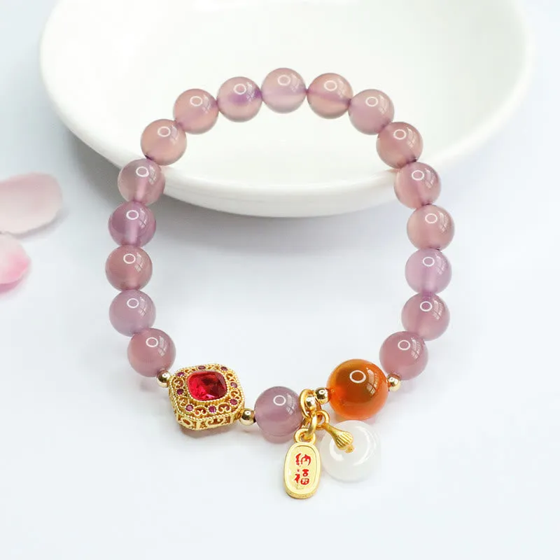 Natural Purple Chalcedony and Agate Harmony Charm Bracelet - Image 4