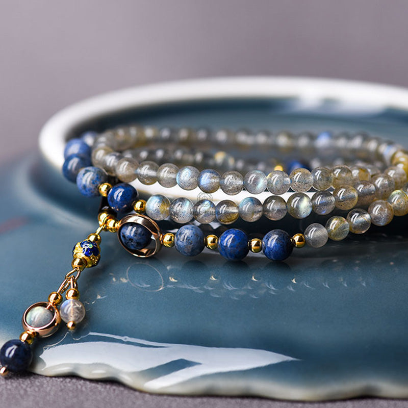 Luck Muse Moonstone Lazurite Healing Bracelet - Image 12