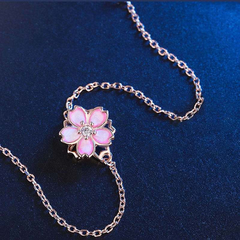 Luck Muse 925 Sterling Silver Cherry Blossom Blessing Bracelet with Rotating Ring - Image 9