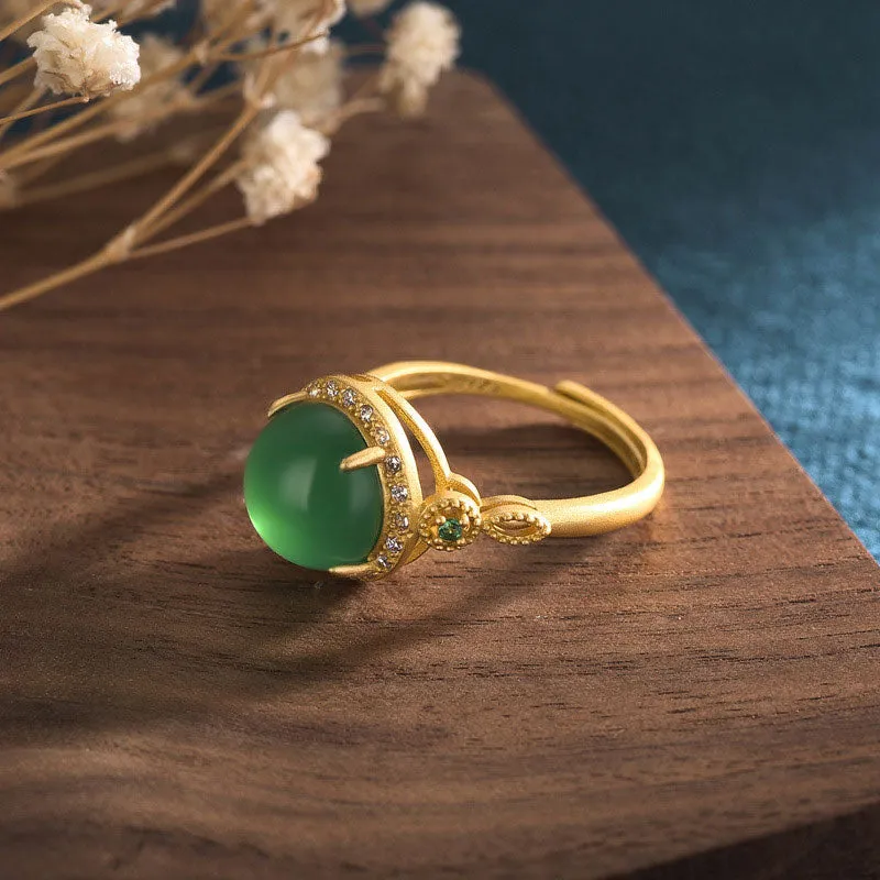 Natural Green Jade Fortune Ring - Image 3